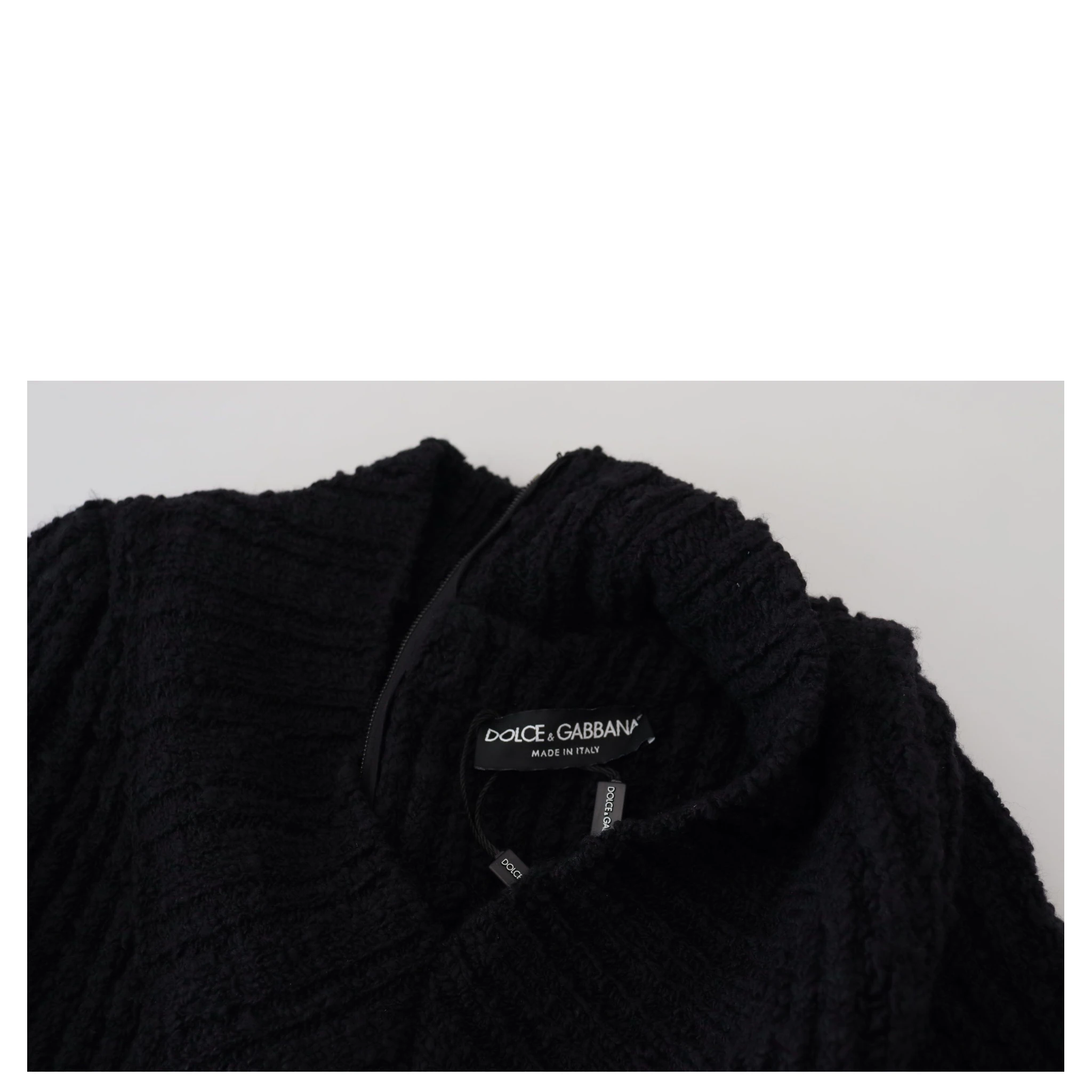 Black Wool Knitted Sheath Sweater Dress