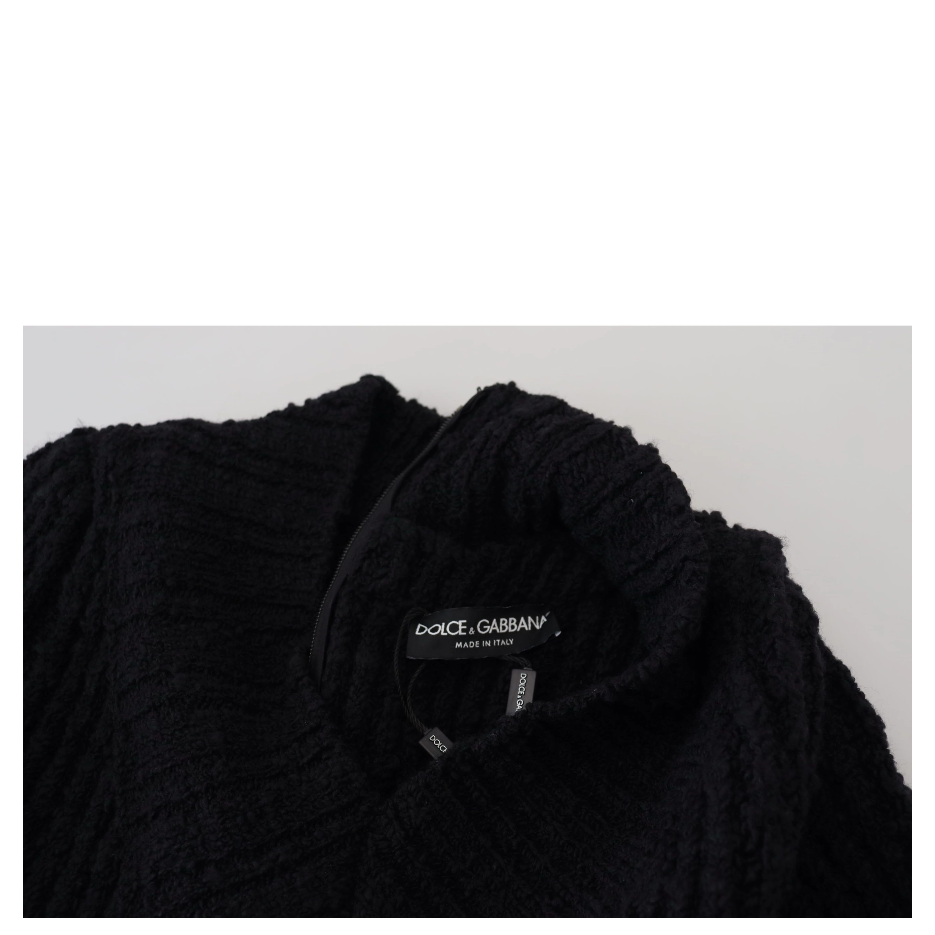 Black Wool Knitted Sheath Sweater Dress