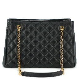 Black Quilted Nappa Leather Medusa Tote Handbag