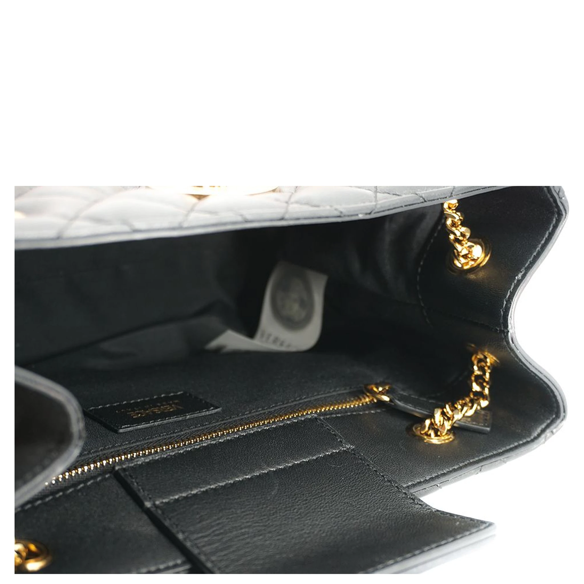 Black Quilted Nappa Leather Medusa Tote Handbag