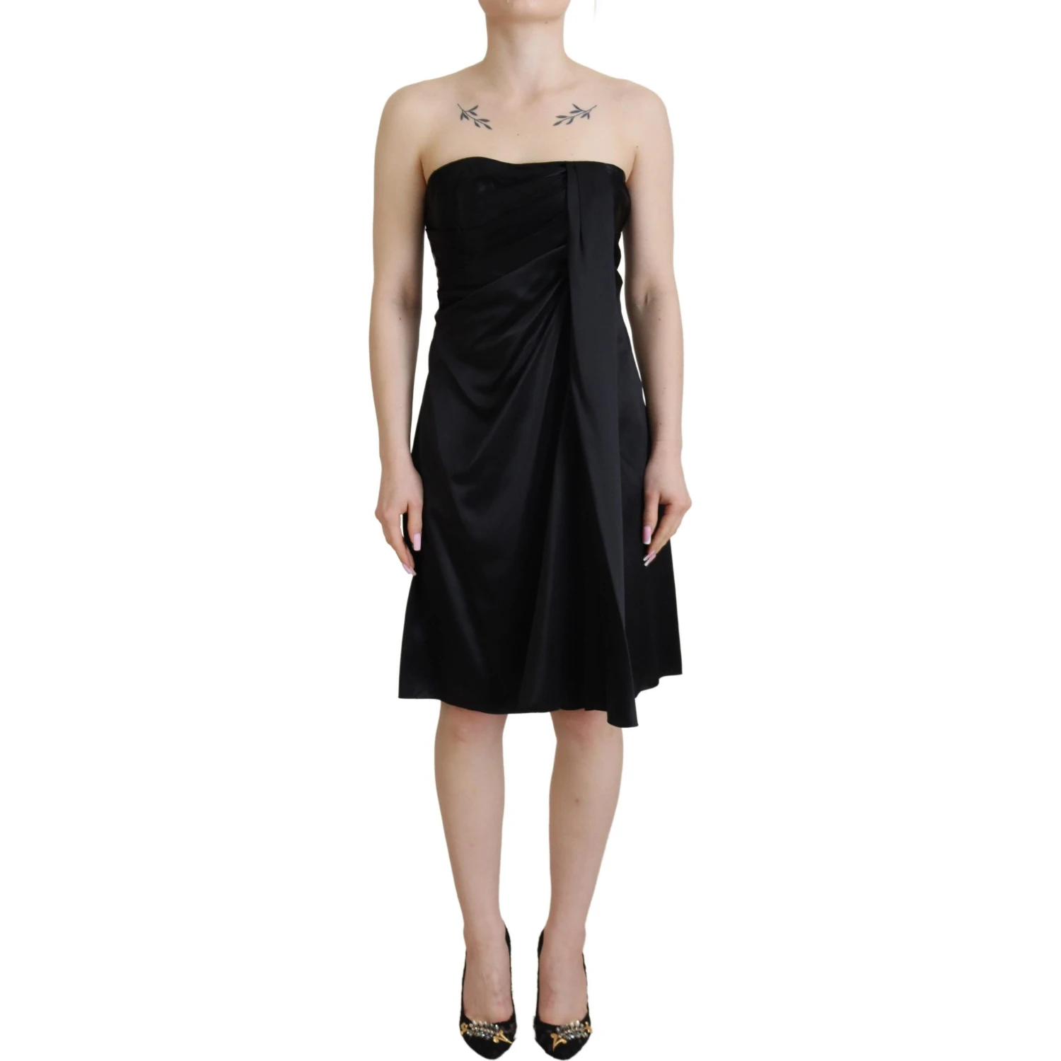 Black Silk Shift Short Mini Party Dress