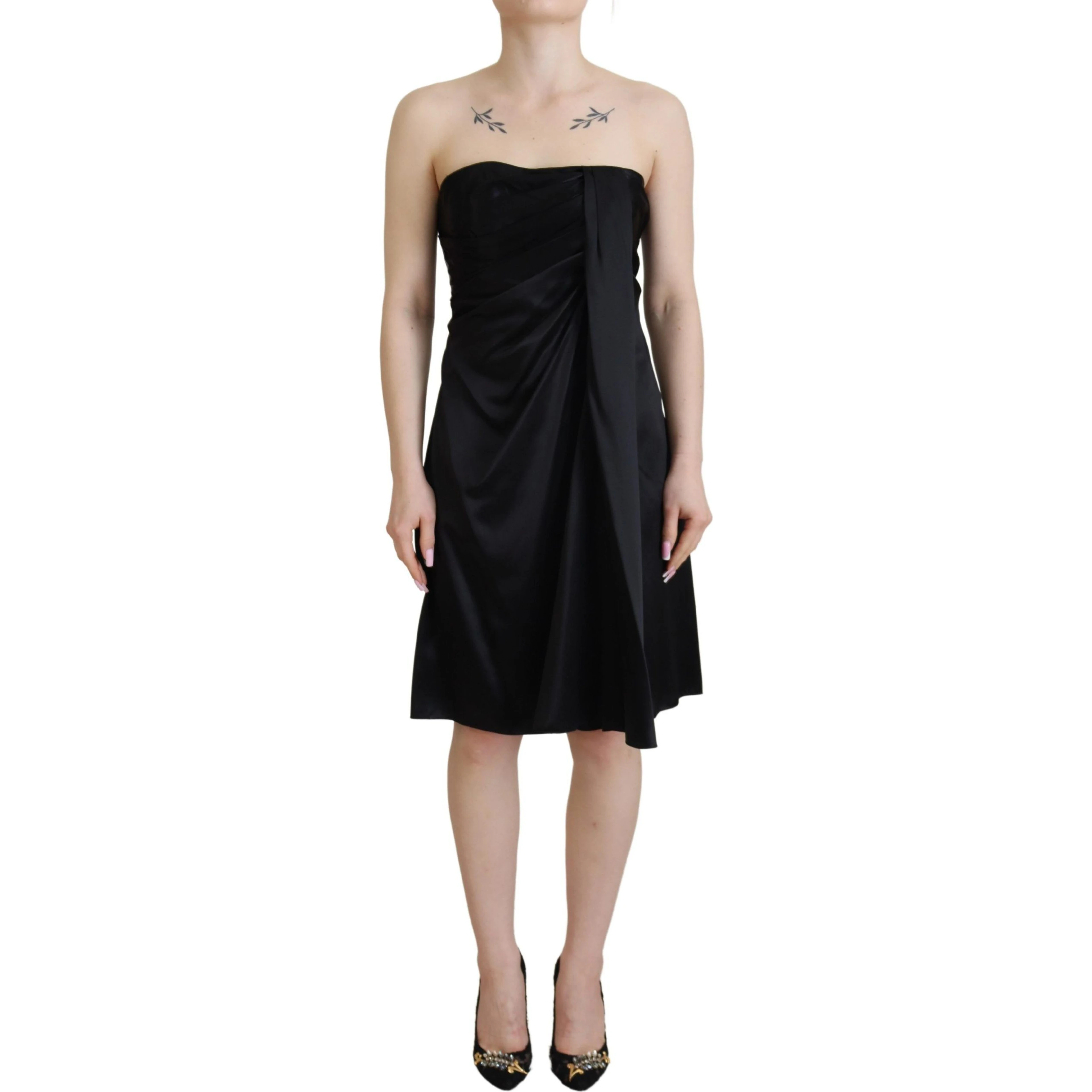 Black Silk Shift Short Mini Party Dress