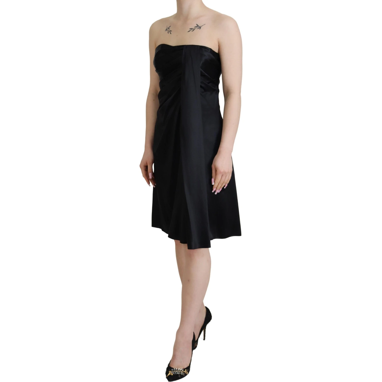 Black Silk Shift Short Mini Party Dress