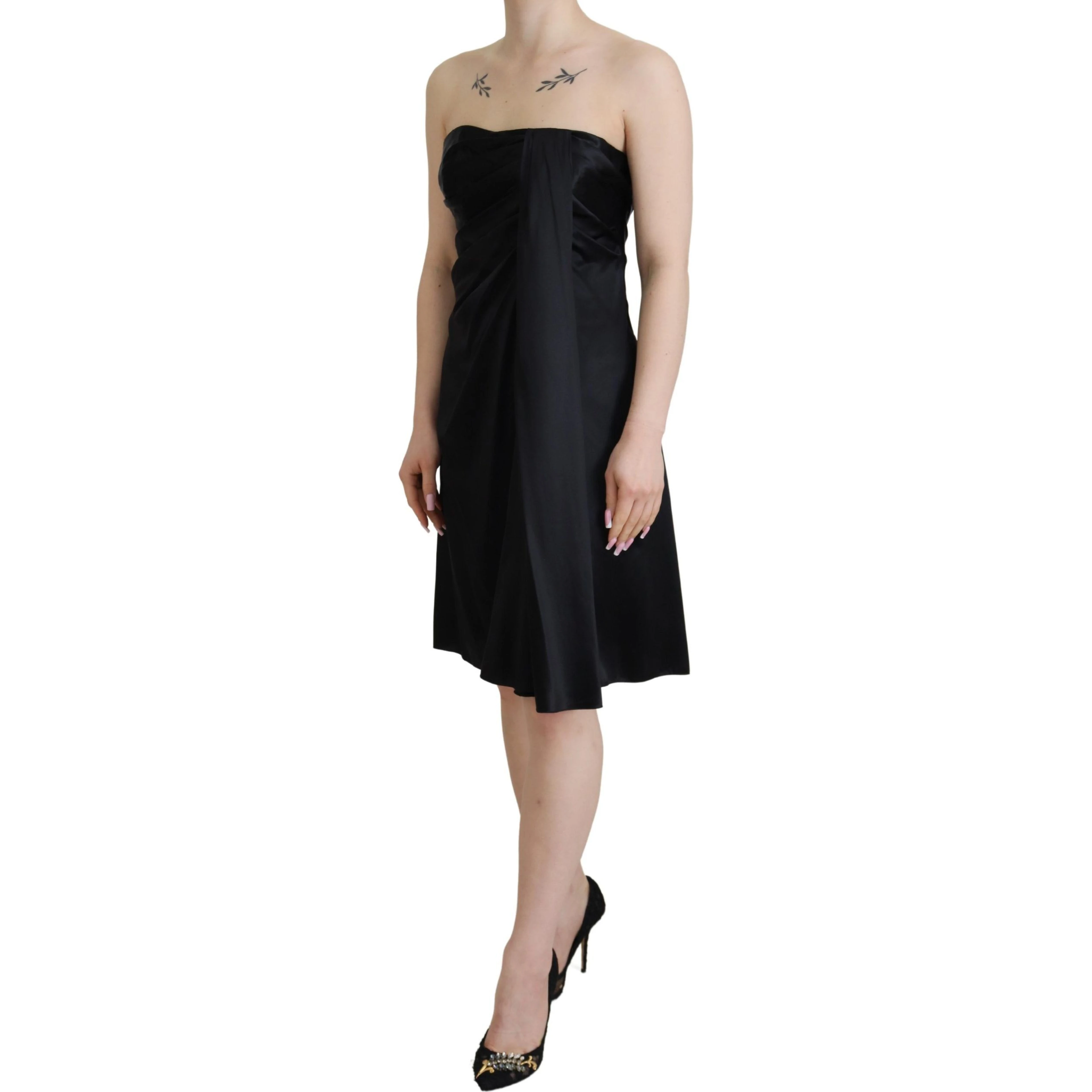 Black Silk Shift Short Mini Party Dress