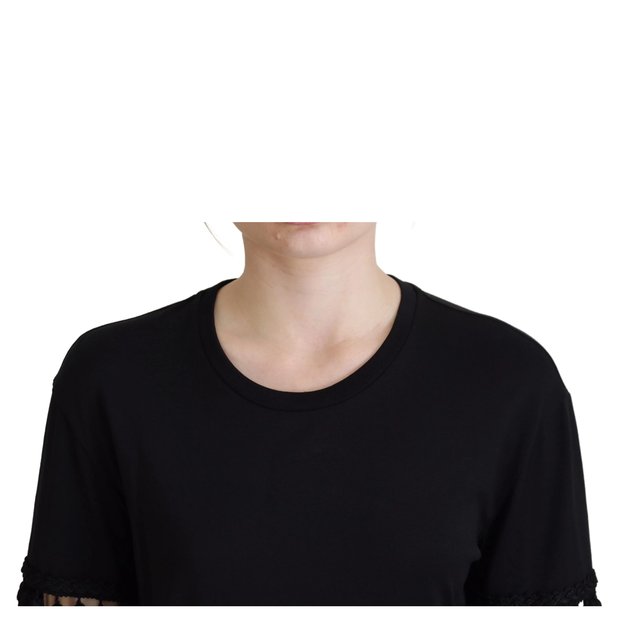 Black T-shirt Blouse Tassle Cotton Blouse