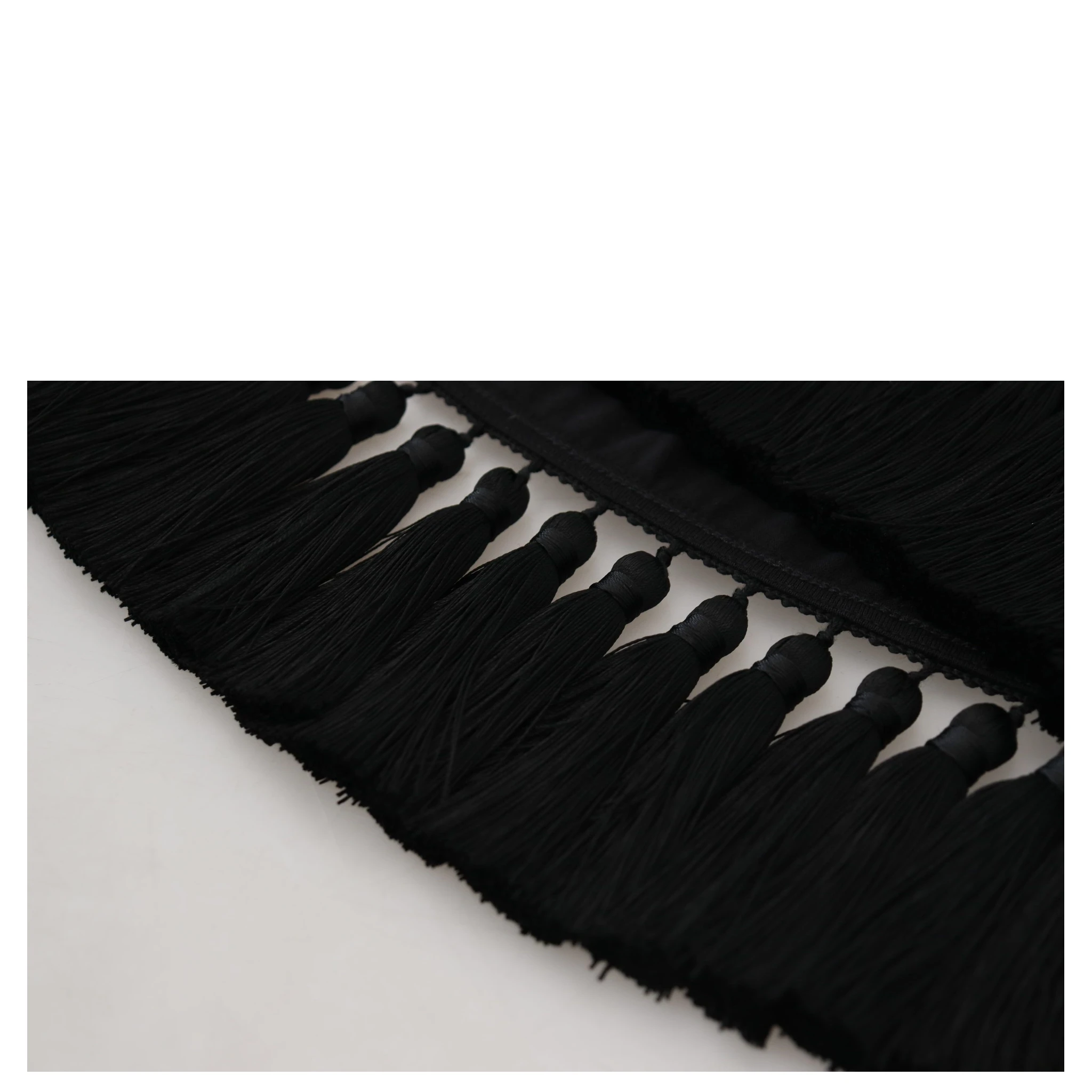 Black T-shirt Blouse Tassle Cotton Blouse