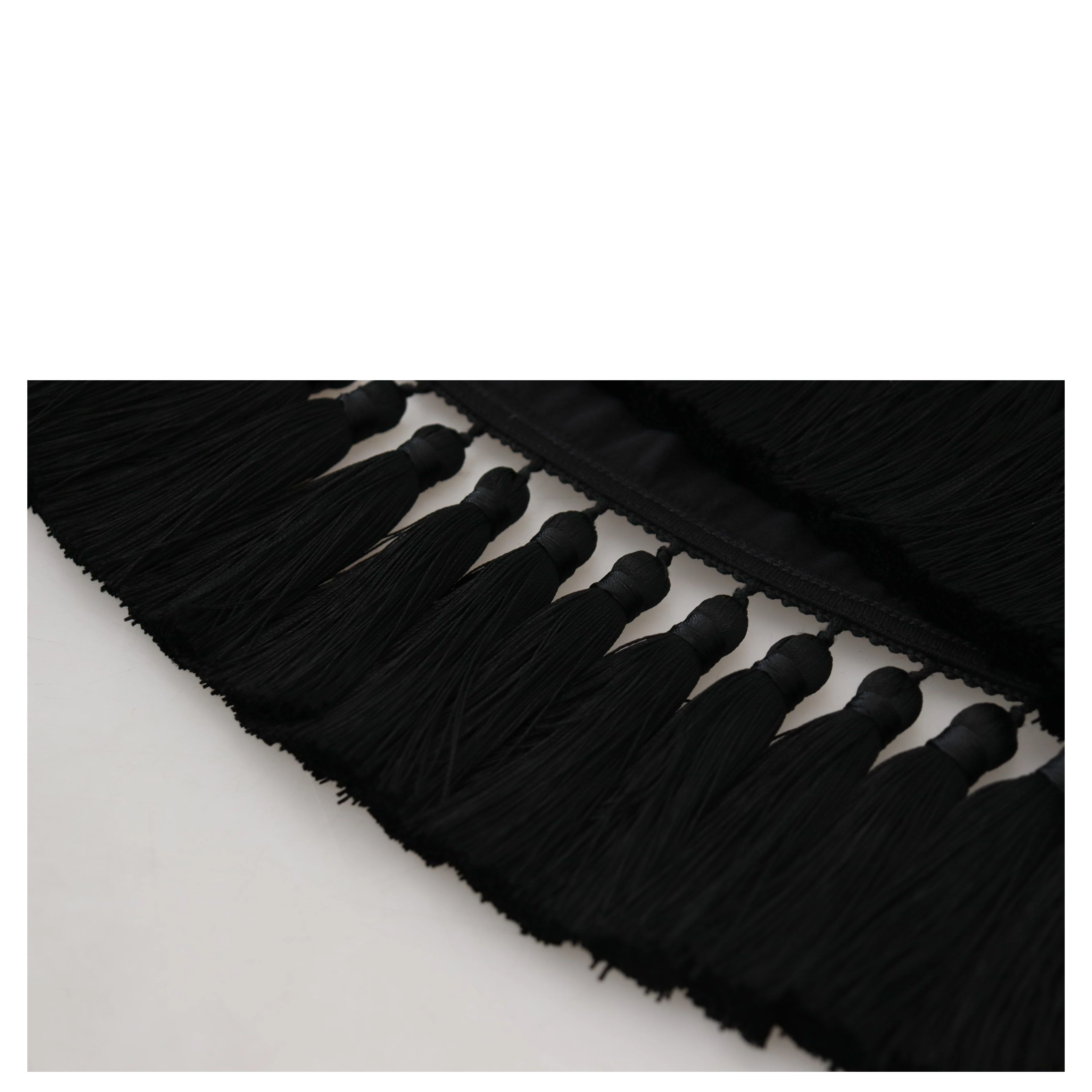Black T-shirt Blouse Tassle Cotton Blouse