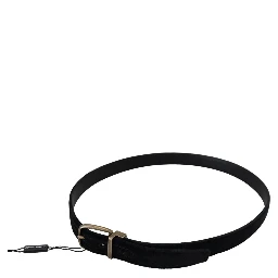 Black Velvet Leather Antique Metal Buckle