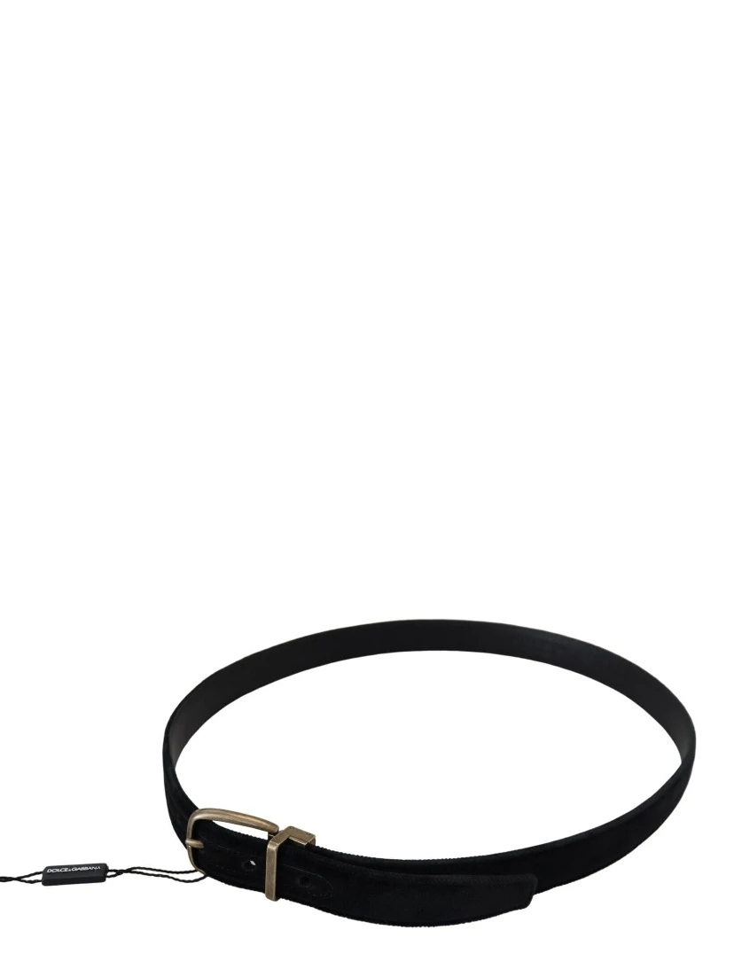 Black Velvet Leather Antique Metal Buckle