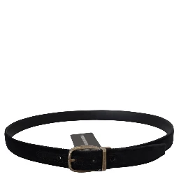 Black Velvet Leather Antique Metal Buckle