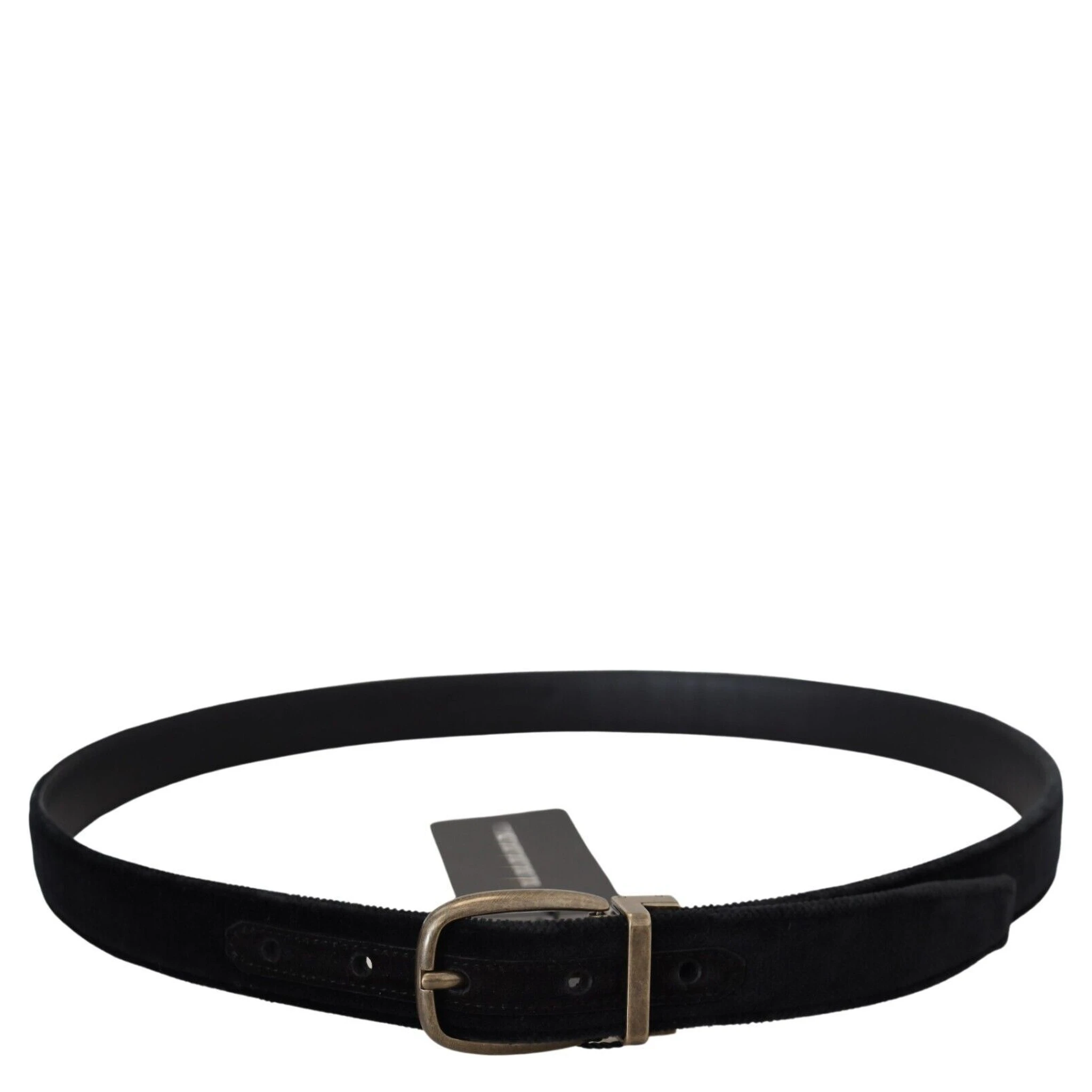Black Velvet Leather Antique Metal Buckle