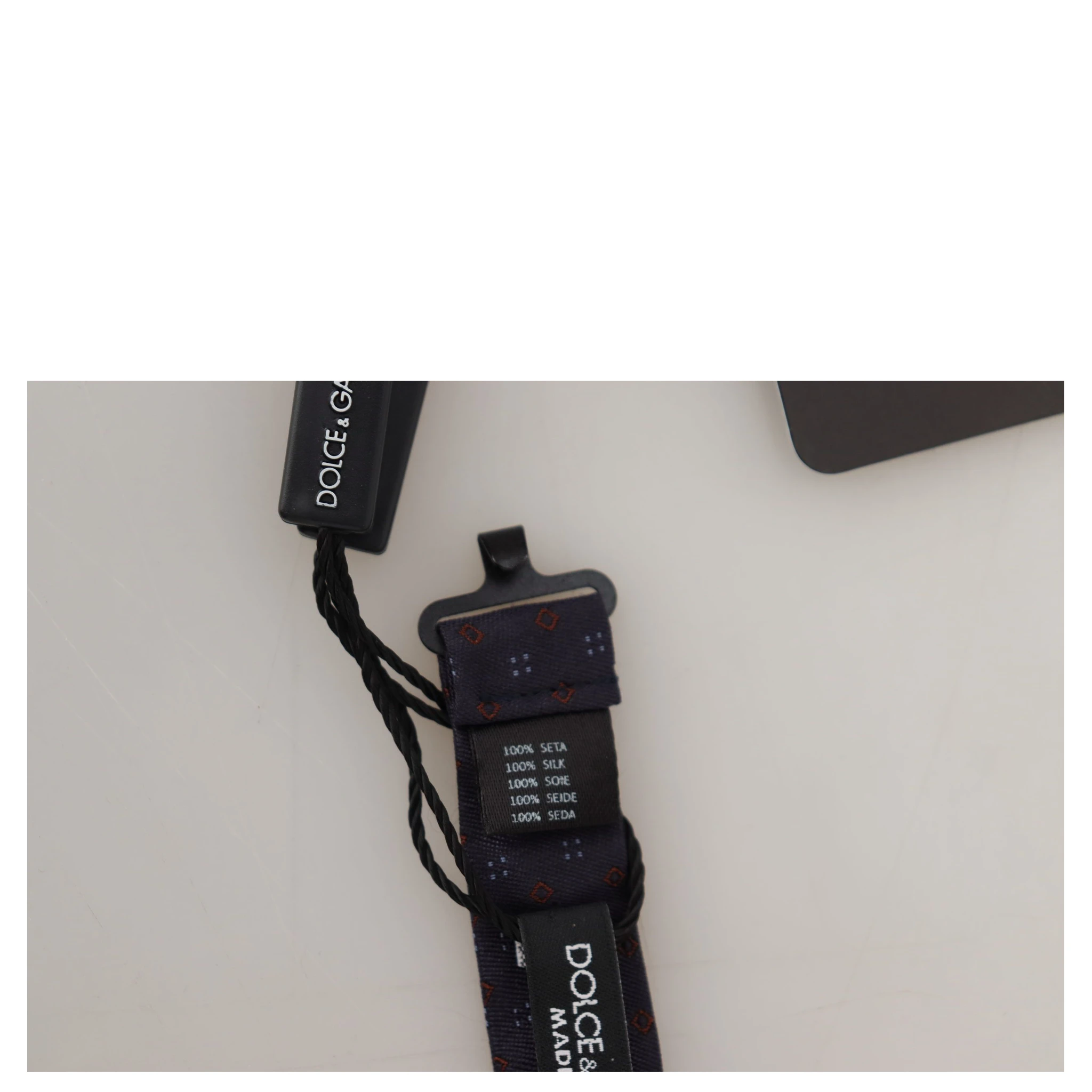 Blue Pattern Silk Adjustable Neck Papillon Bow Tie