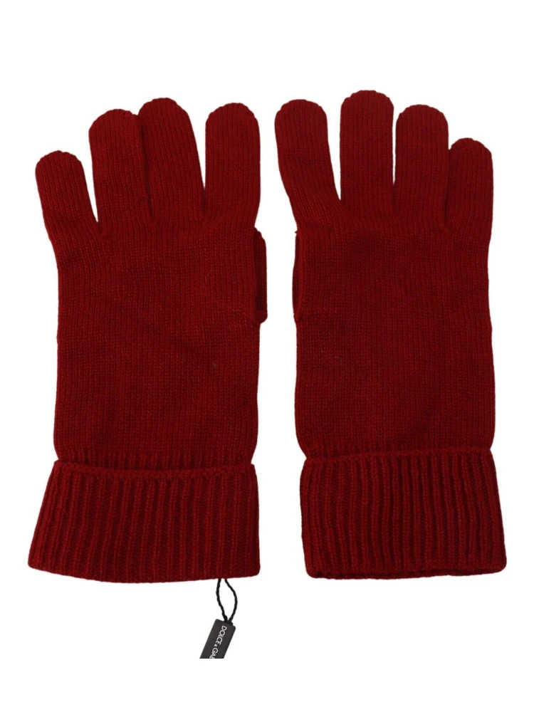 Red 100% Cashmere Knit Hands Mitten Mens Gloves