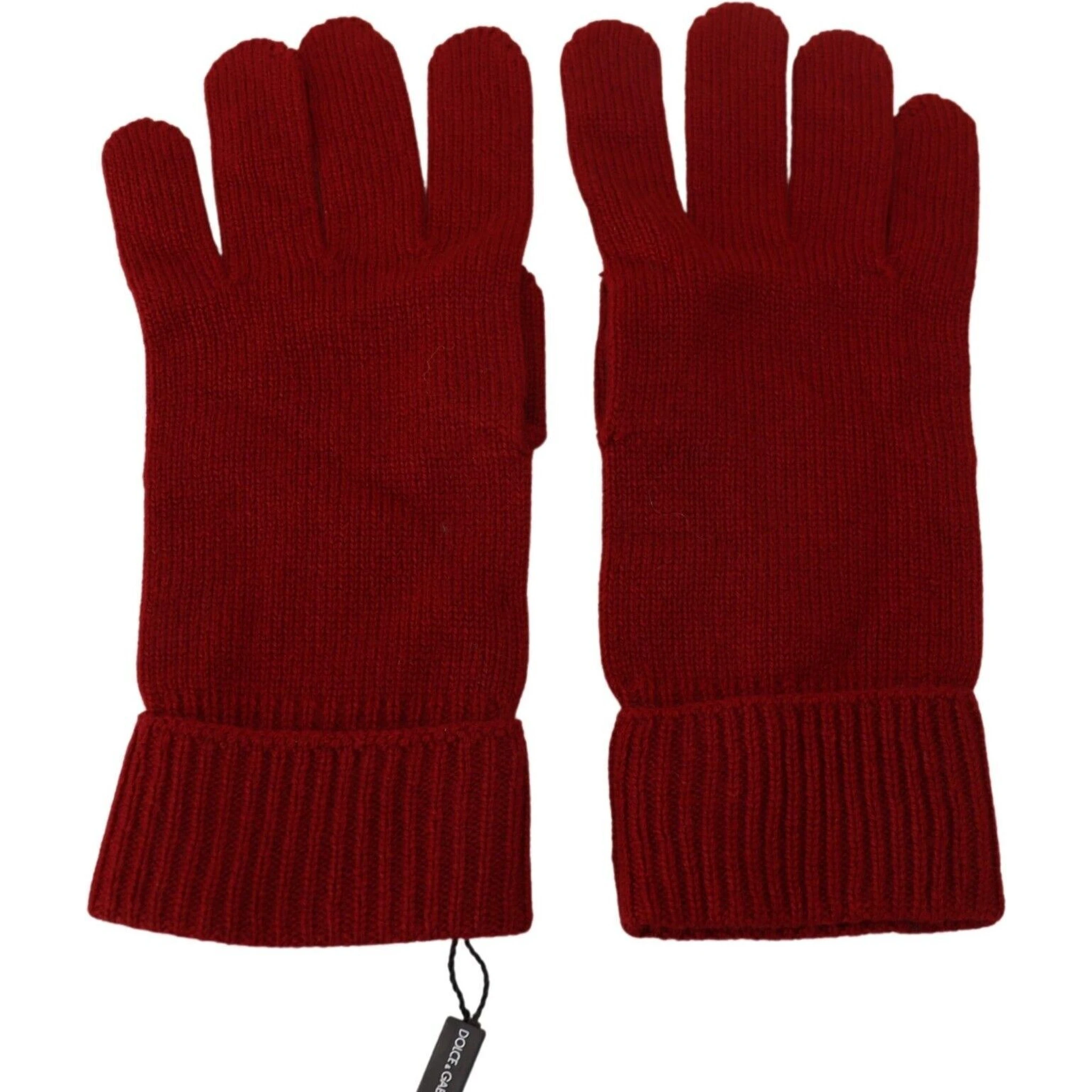 Red 100% Cashmere Knit Hands Mitten Mens Gloves