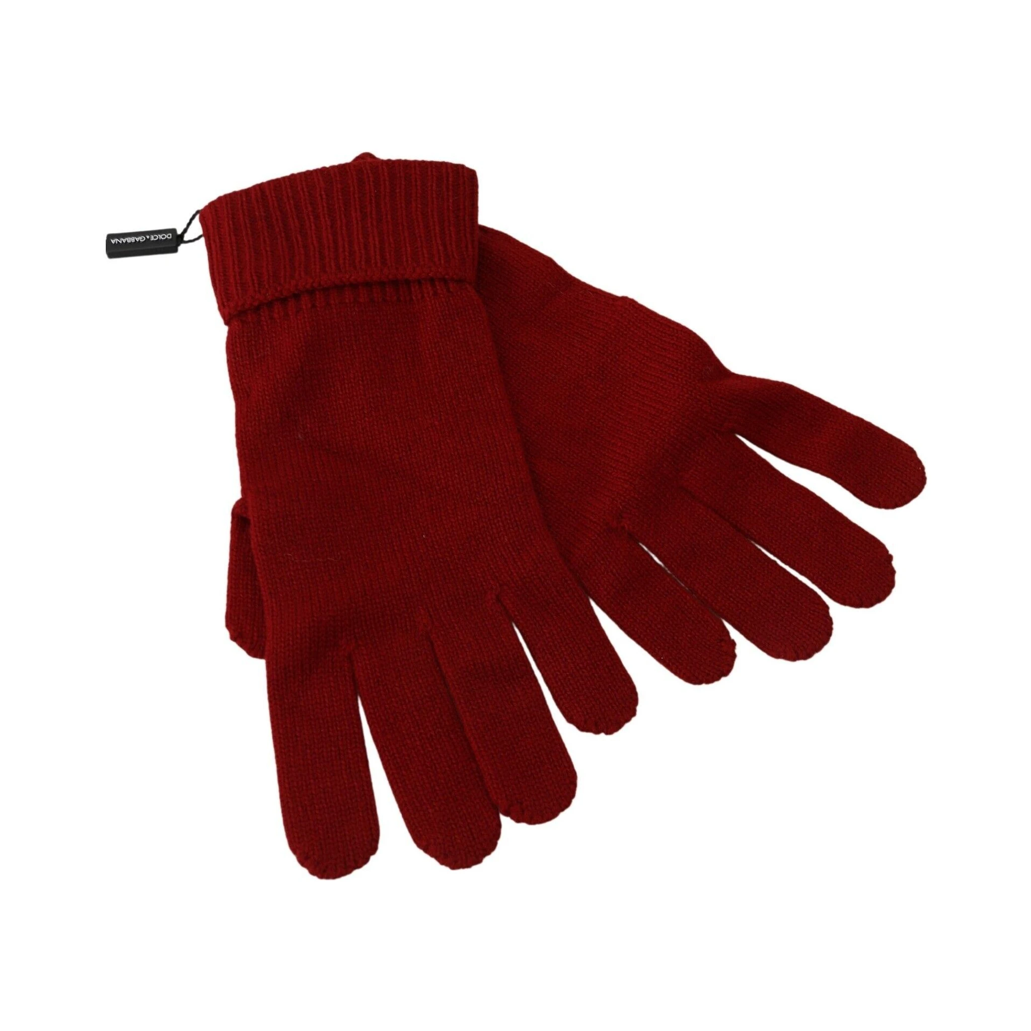 Red 100% Cashmere Knit Hands Mitten Mens Gloves