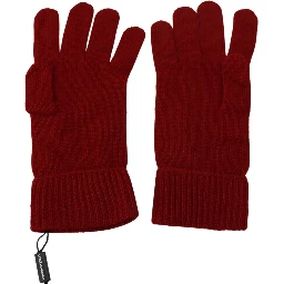 Red 100% Cashmere Knit Hands Mitten Mens Gloves