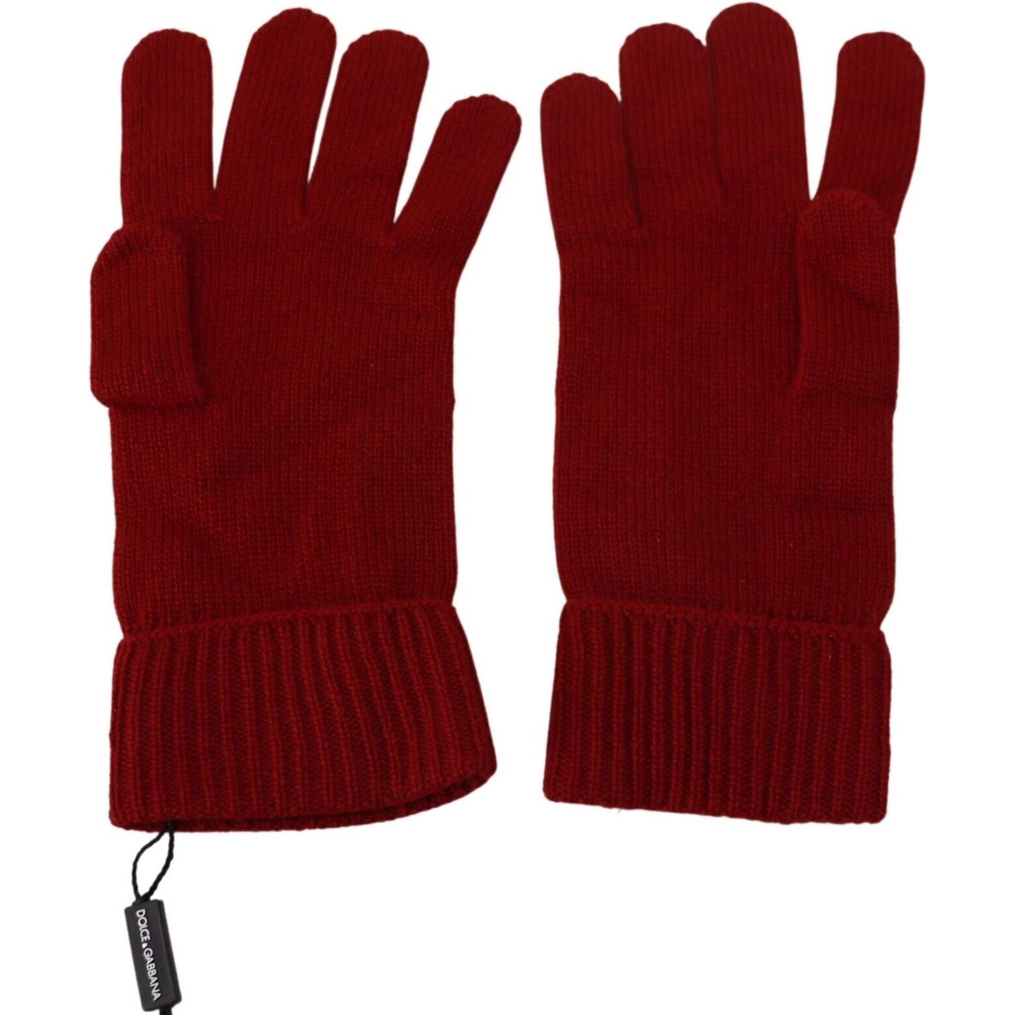 Red 100% Cashmere Knit Hands Mitten Mens Gloves