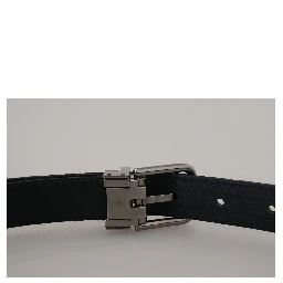 Blue Jacquard Stripe Silver Buckle Belt