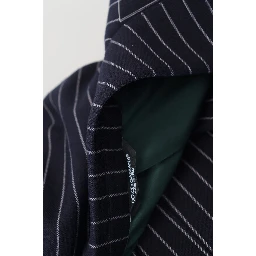 Dark Blue Stripe Wool Single Breasted Blazer