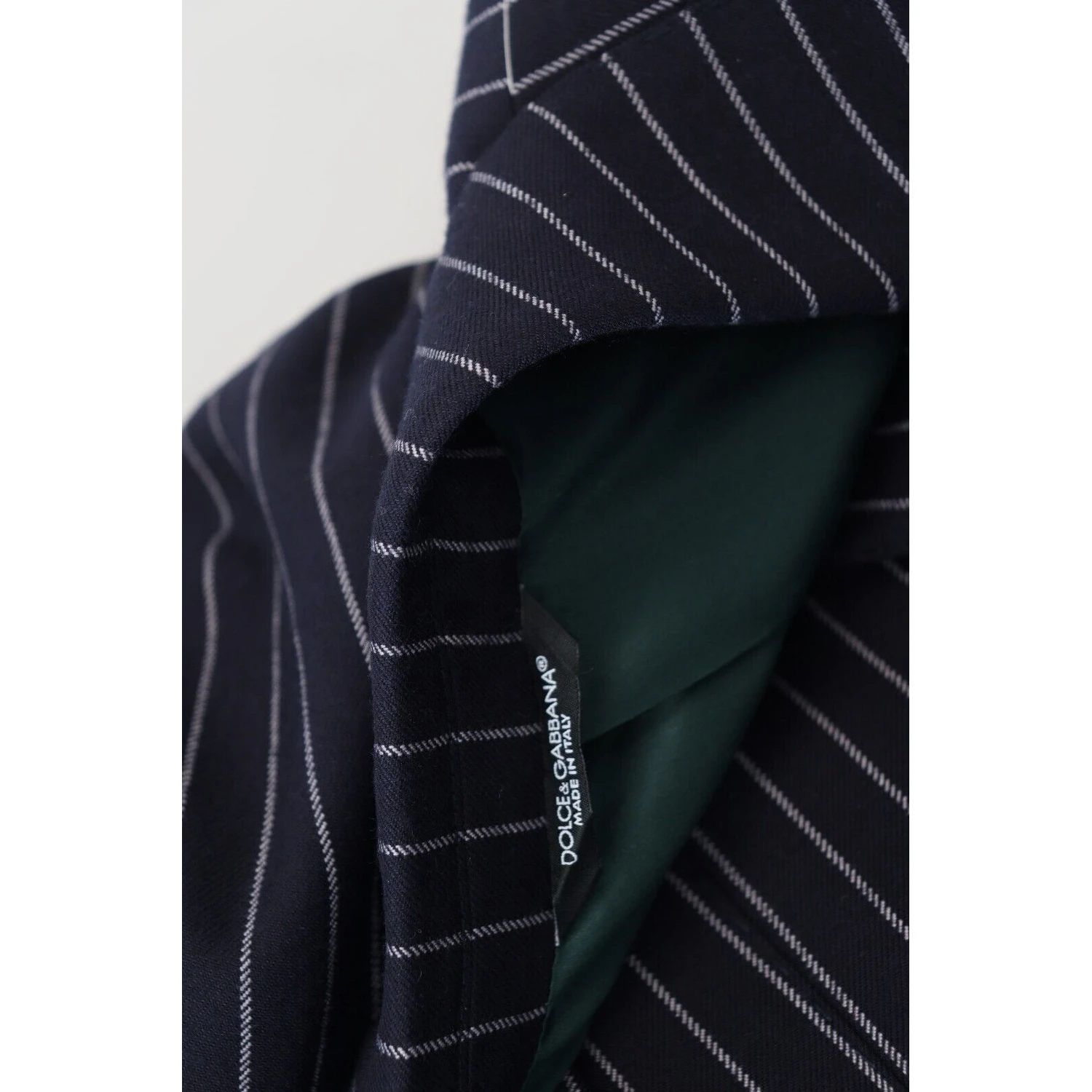 Dark Blue Stripe Wool Single Breasted Blazer