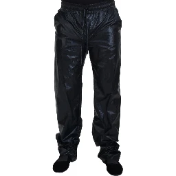 Black Shining Drawstring Trouser Nylon Pants