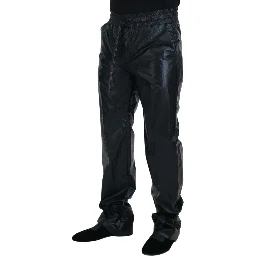 Black Shining Drawstring Trouser Nylon Pants