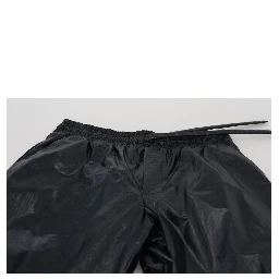 Black Shining Drawstring Trouser Nylon Pants