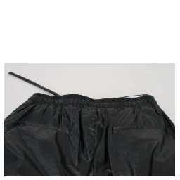 Black Shining Drawstring Trouser Nylon Pants