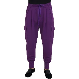 Purple Cotton Cargo Sweatpants Jogging Pants