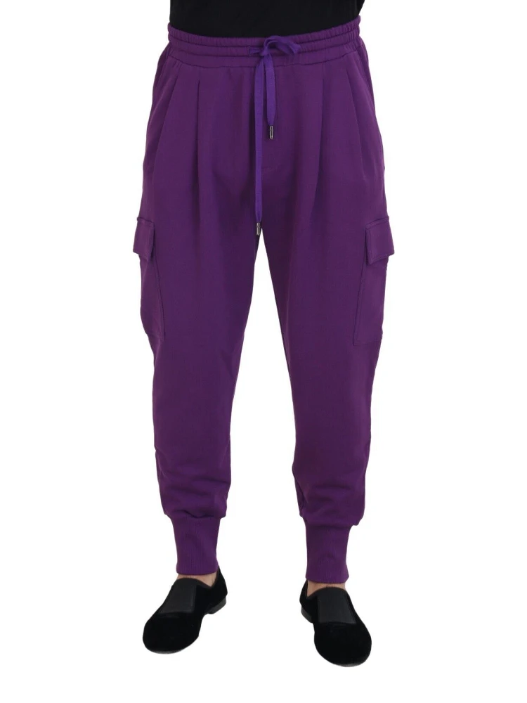 Purple Cotton Cargo Sweatpants Jogging Pants