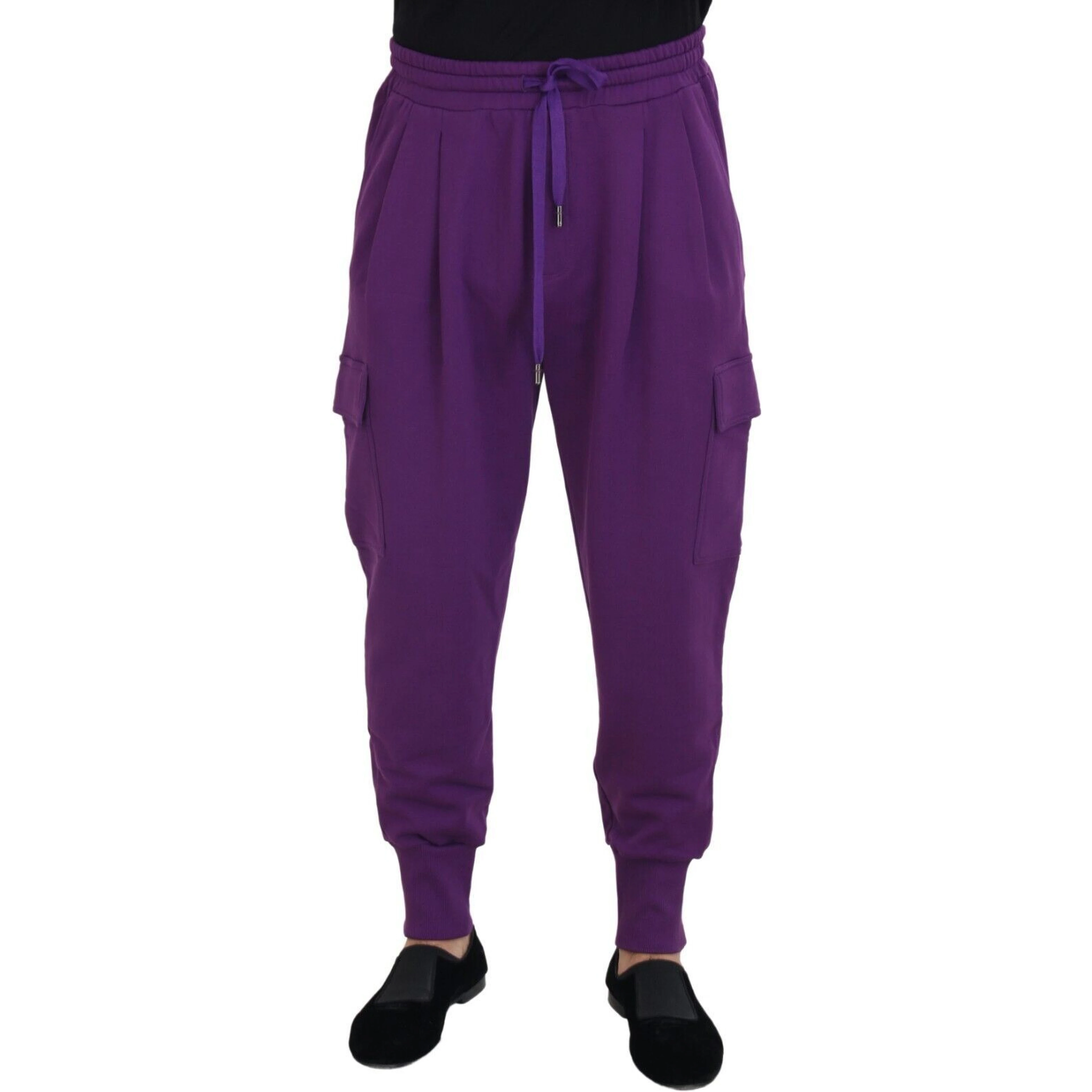 Purple Cotton Cargo Sweatpants Jogging Pants