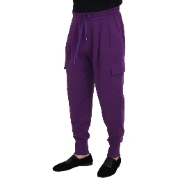 Purple Cotton Cargo Sweatpants Jogging Pants