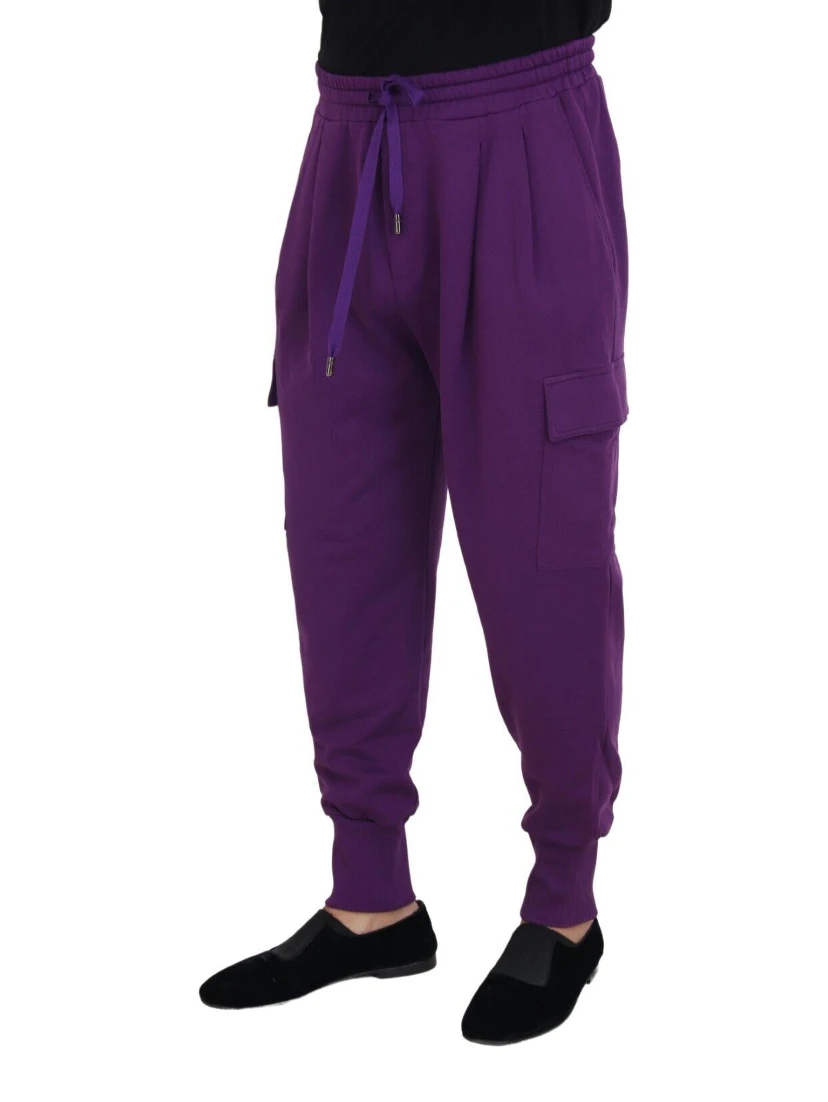 Purple Cotton Cargo Sweatpants Jogging Pants
