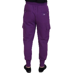 Purple Cotton Cargo Sweatpants Jogging Pants