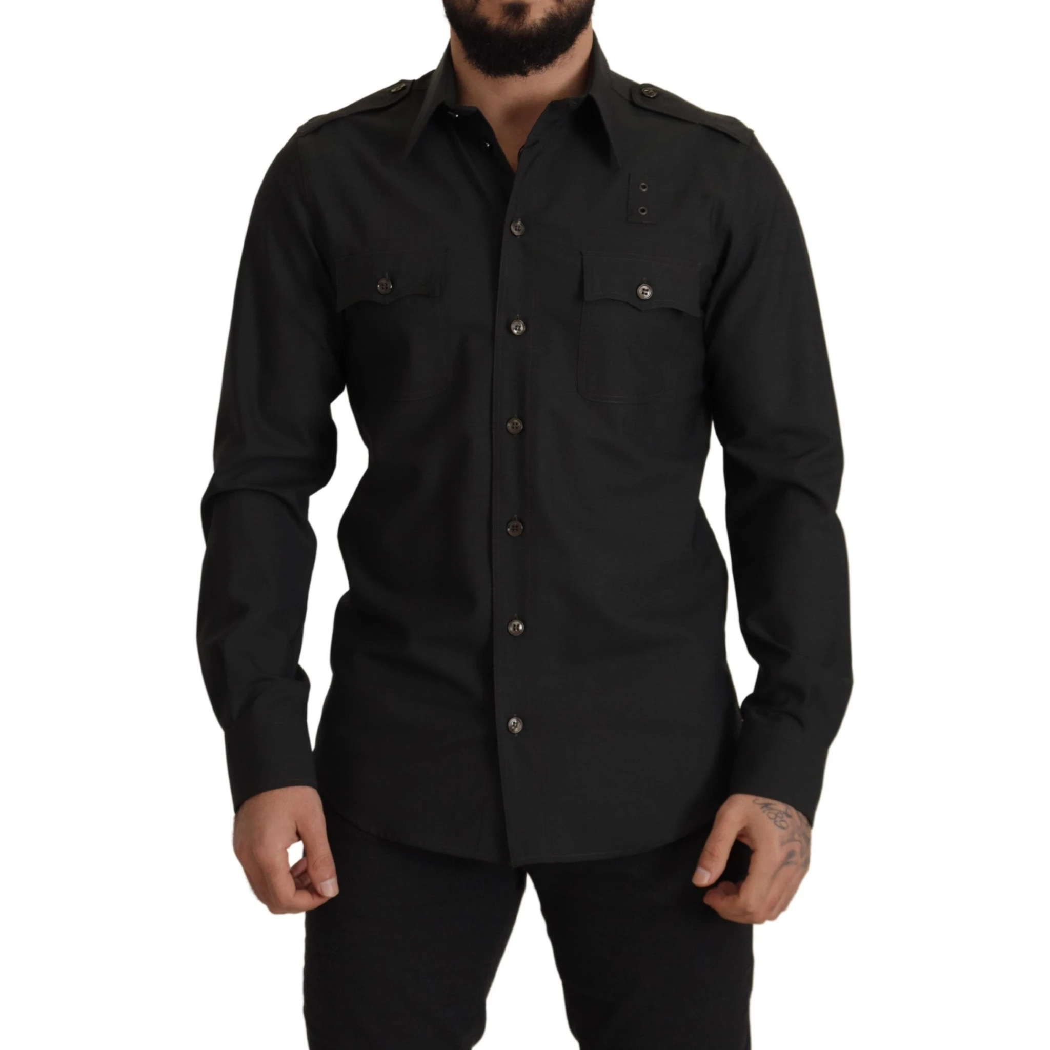 Dark Green Cotton Slim Fit Casual Men Shirt