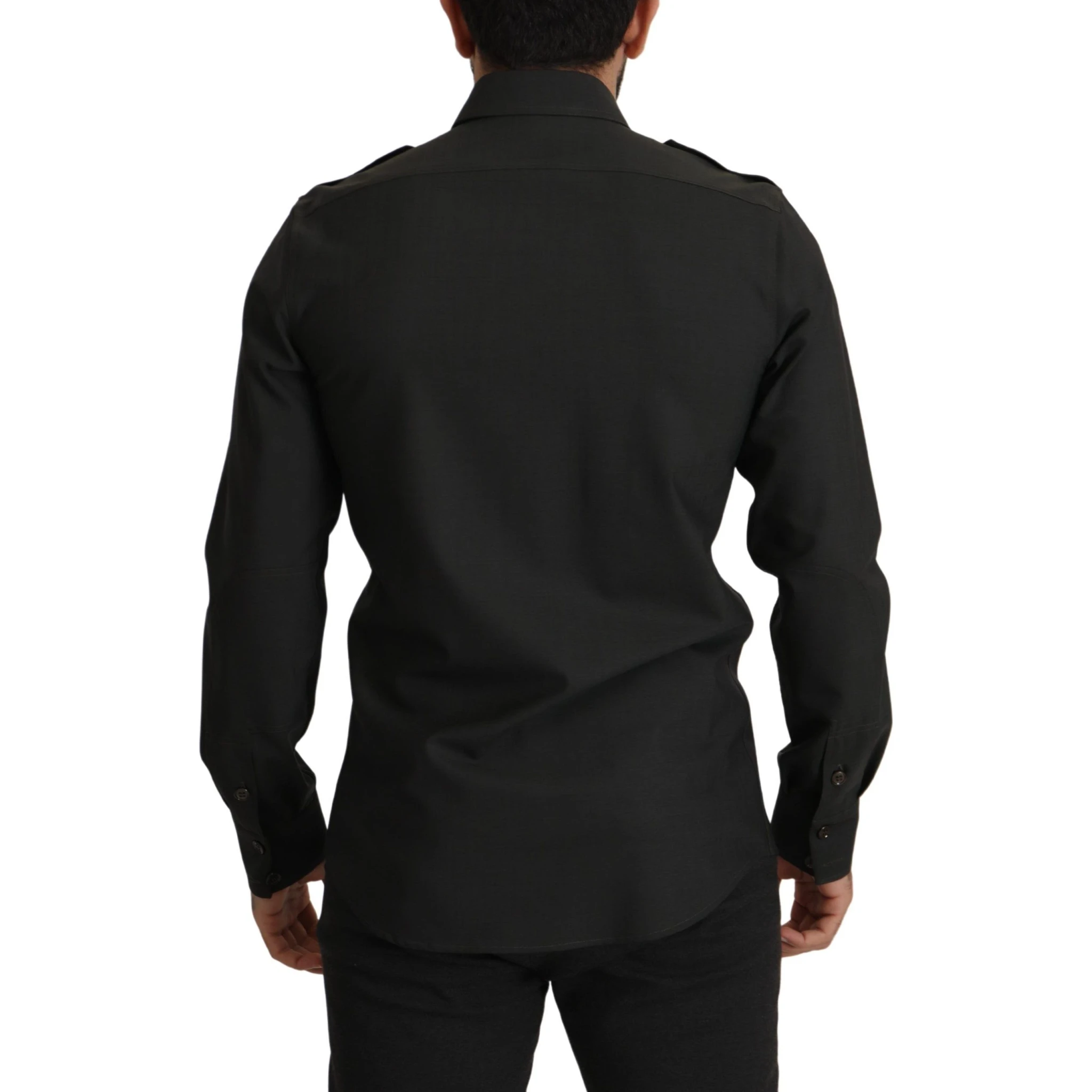 Dark Green Cotton Slim Fit Casual Men Shirt