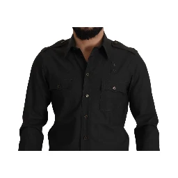 Dark Green Cotton Slim Fit Casual Men Shirt