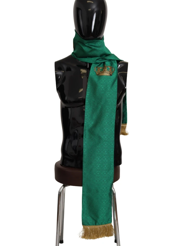 Green Crown Embroidered Shawl Fringe Blend Silk alternative
