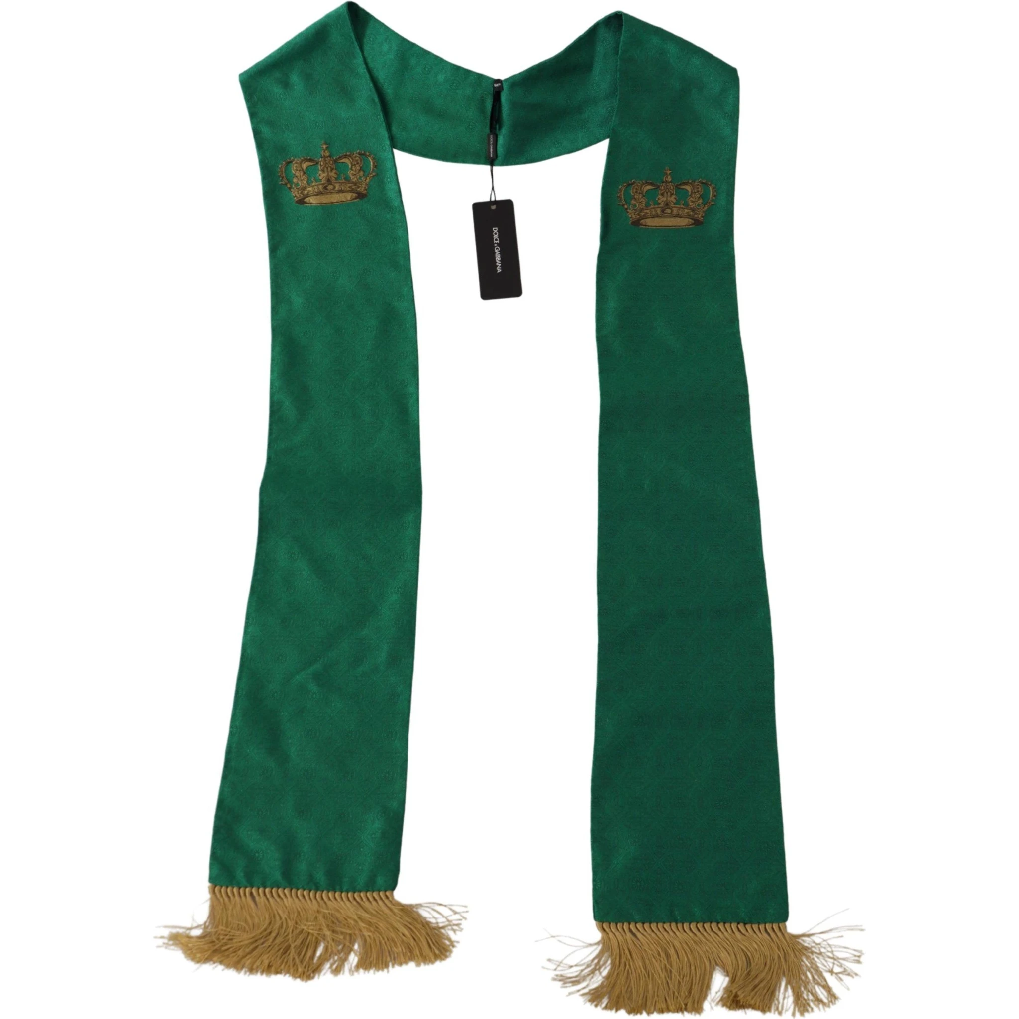 Green Crown Embroidered Shawl Fringe Blend Silk