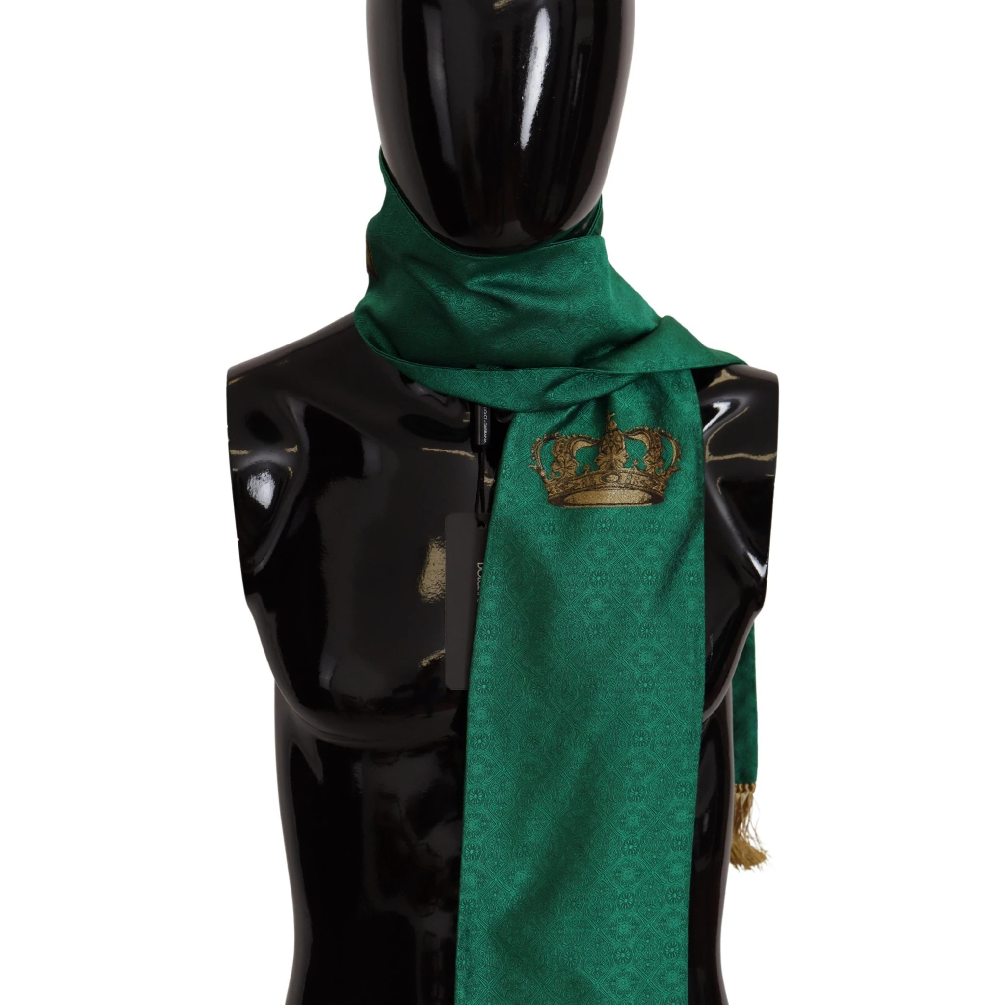 Green Crown Embroidered Shawl Fringe Blend Silk