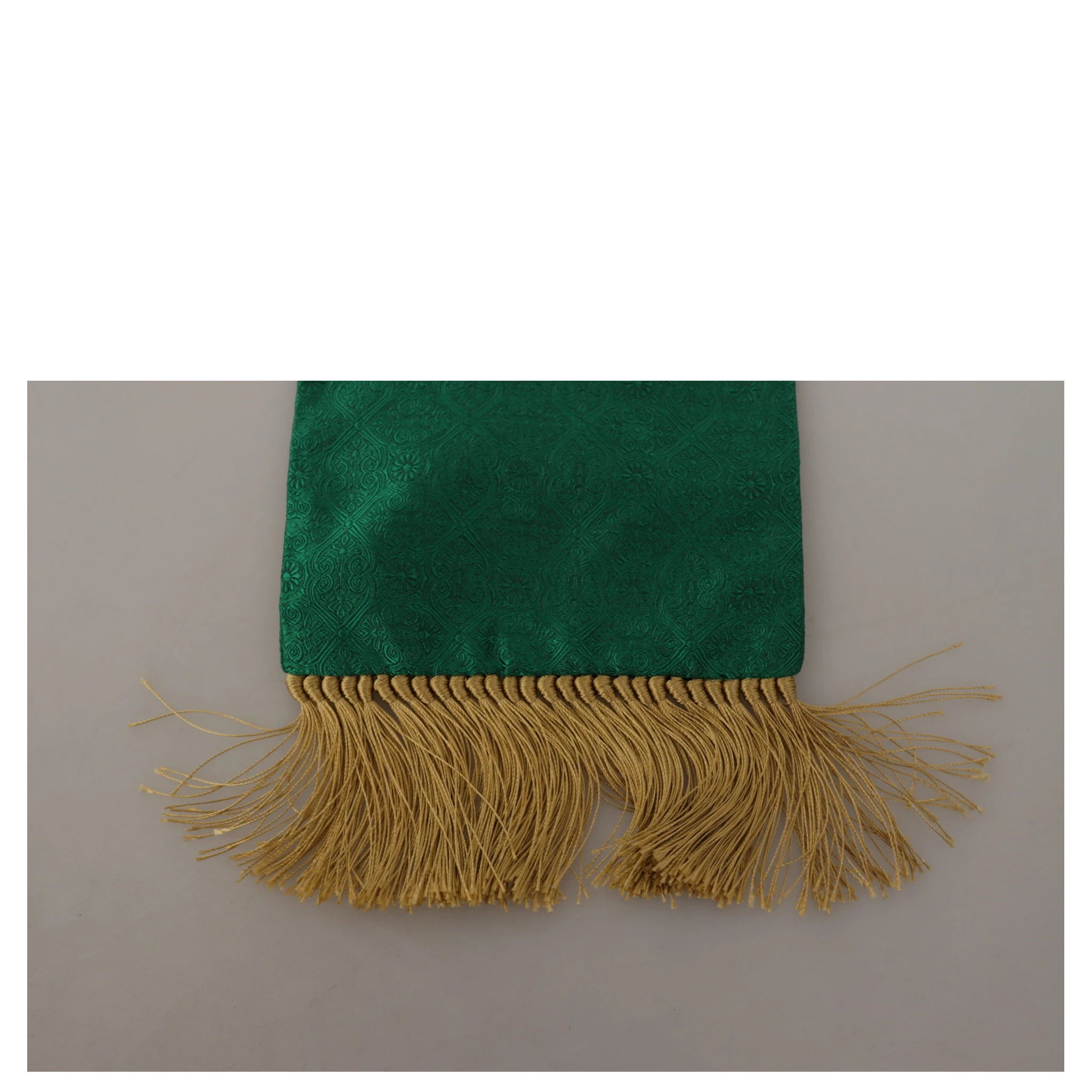 Green Crown Embroidered Shawl Fringe Blend Silk