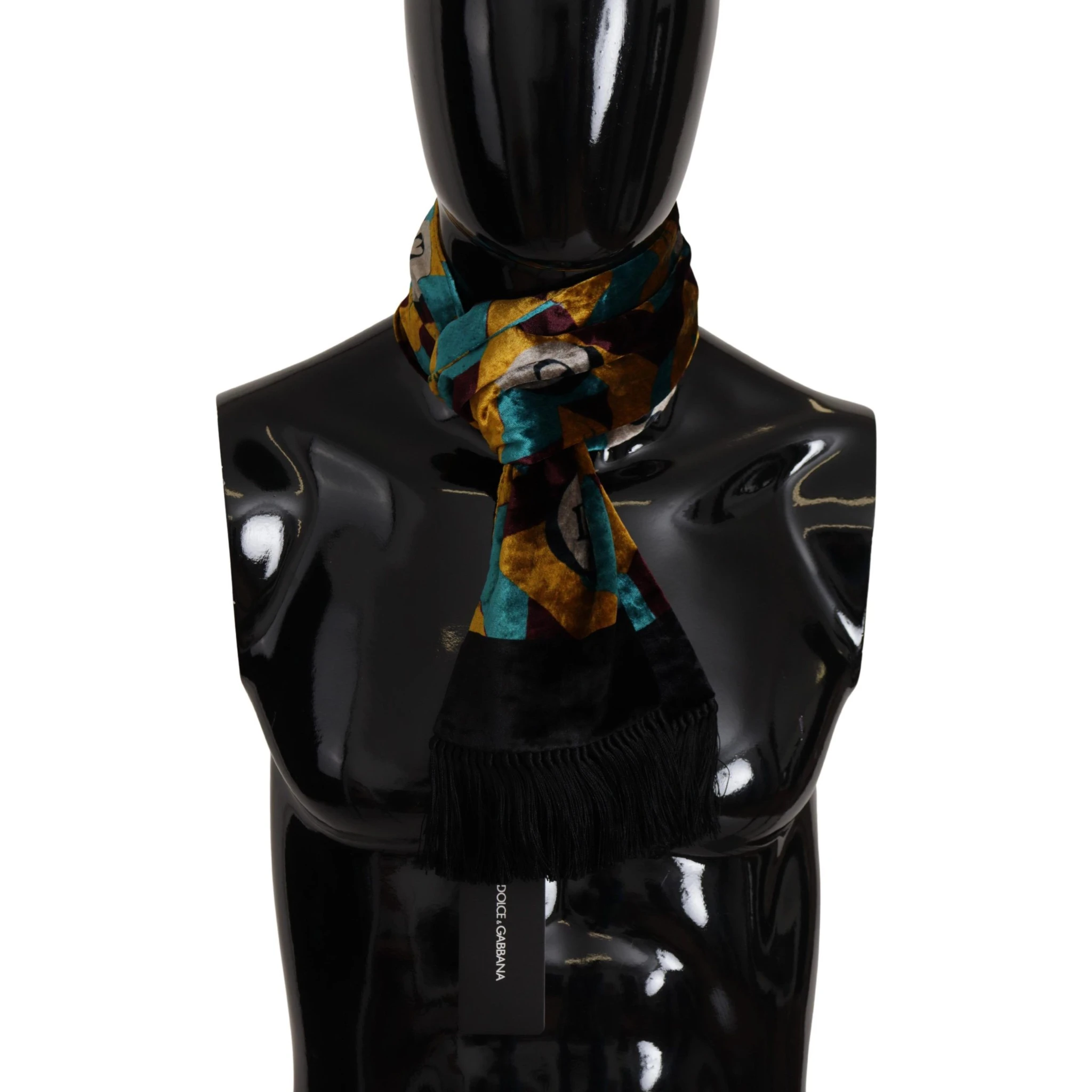 Multicolor DG Logo Print Shawl Wrap Fringe Scarf