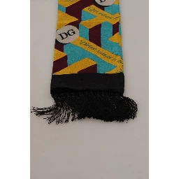 Multicolor DG Logo Print Shawl Wrap Fringe Scarf