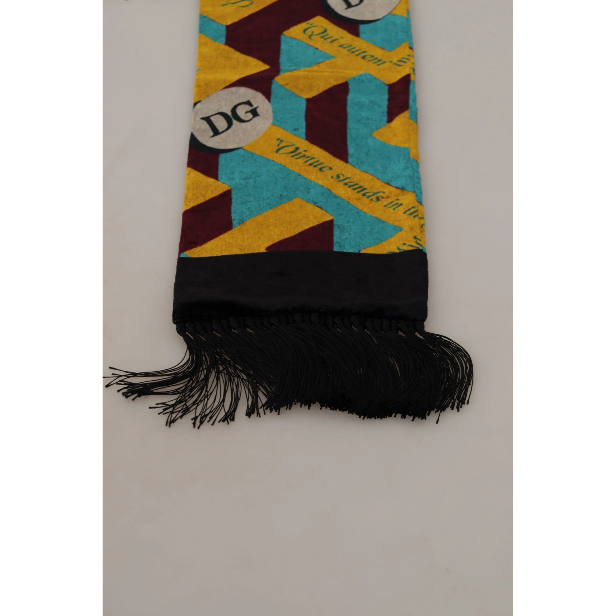 Multicolor DG Logo Print Shawl Wrap Fringe Scarf