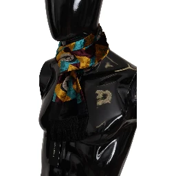 Multicolor DG Logo Print Shawl Wrap Fringe Scarf