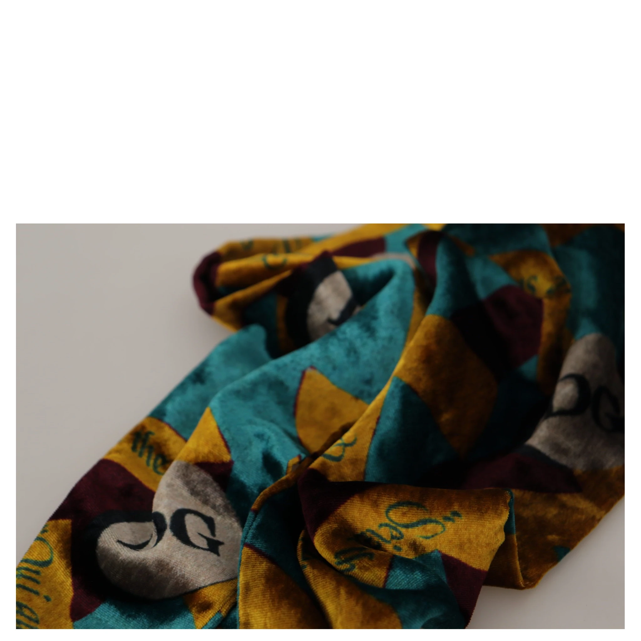 Multicolor DG Logo Print Shawl Wrap Fringe Scarf