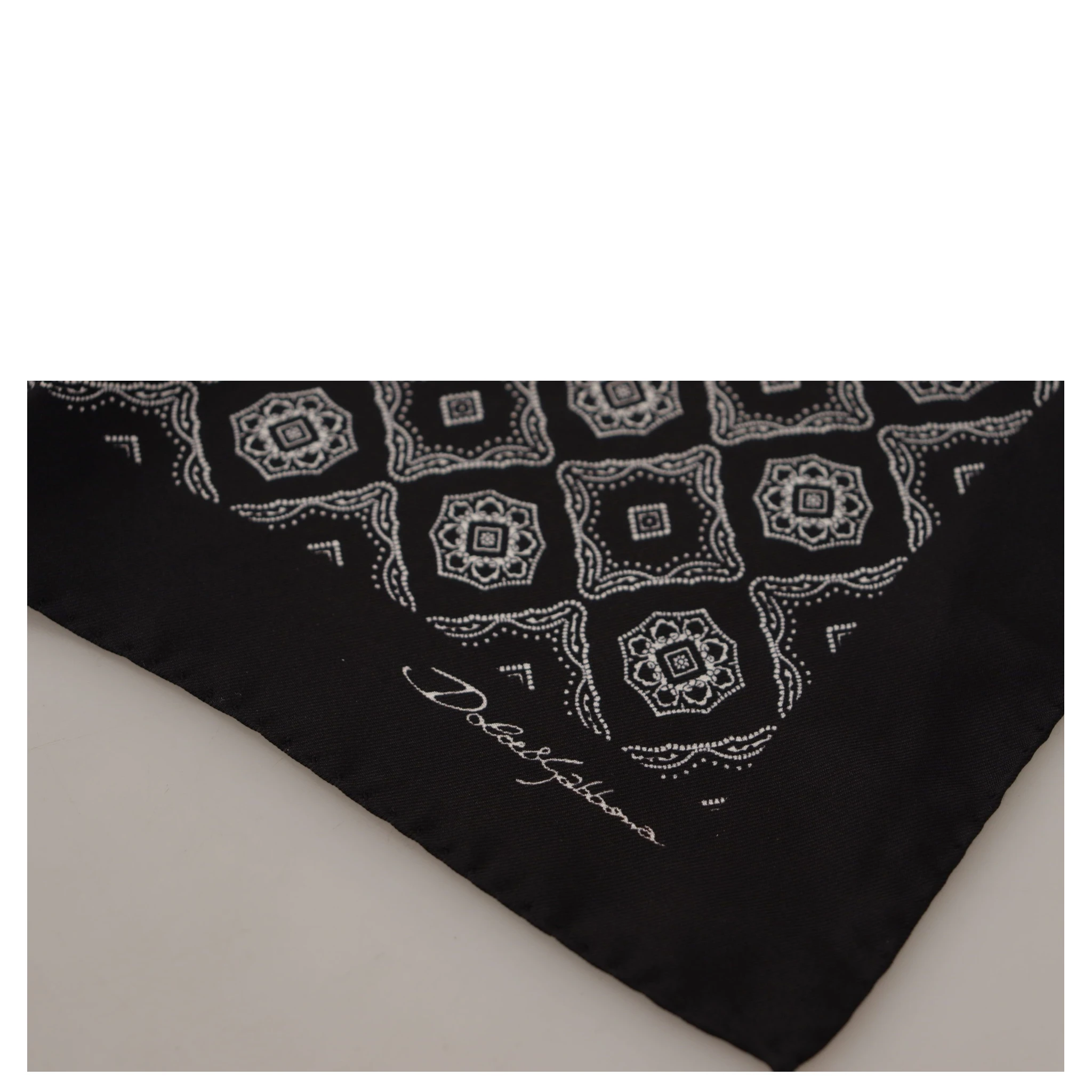 Black Geometric Patterned Square Handkerchief Scarf