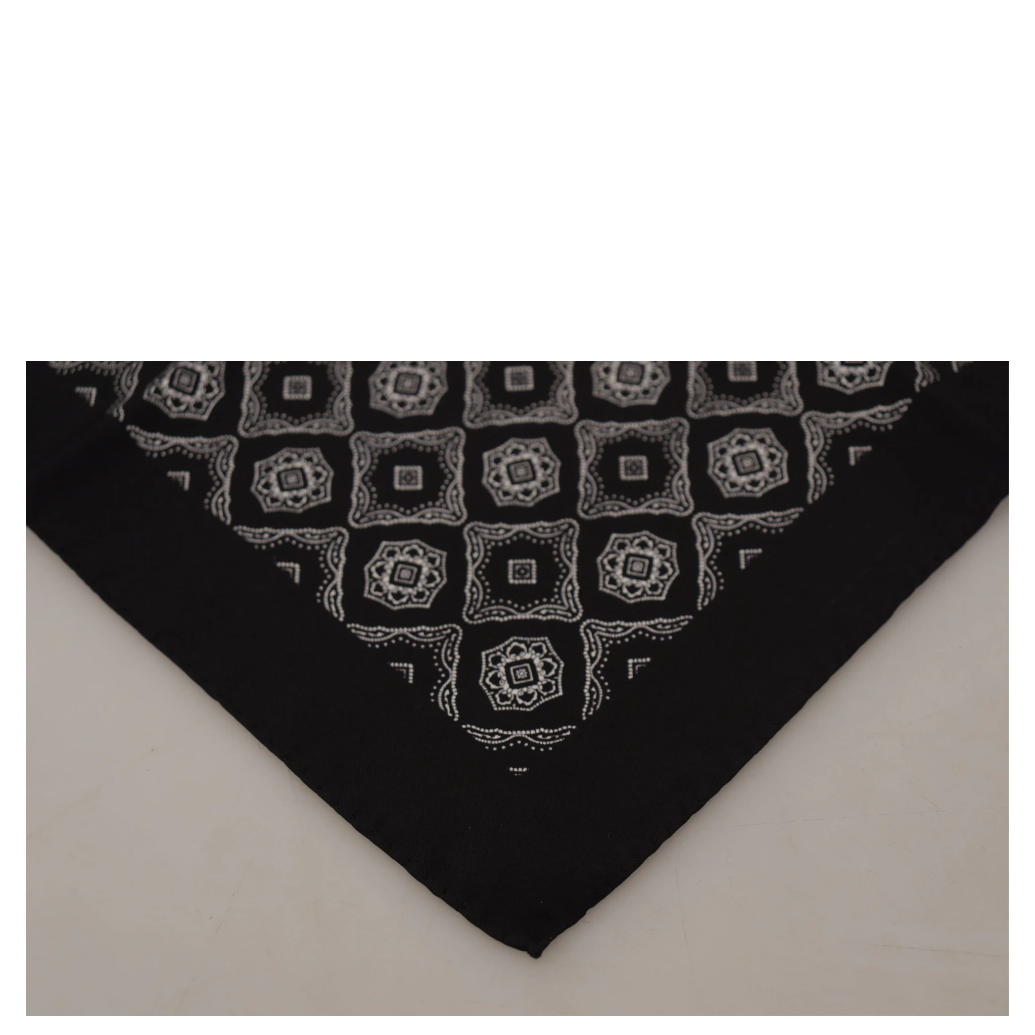 Black Geometric Patterned Square Handkerchief Scarf