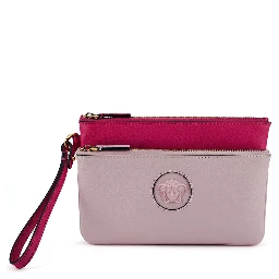 Pink Calf Leather Pouch Bag