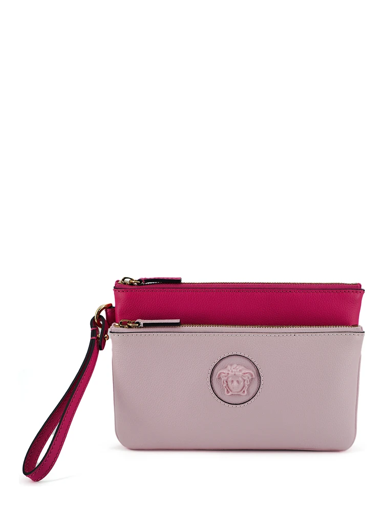 Pink Calf Leather Pouch Bag